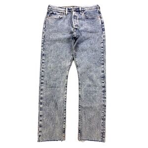 Levis 501 S Jeans Women 31x28 Blue Skinny Raw Hem Acid Distress Denim 90's Y2K